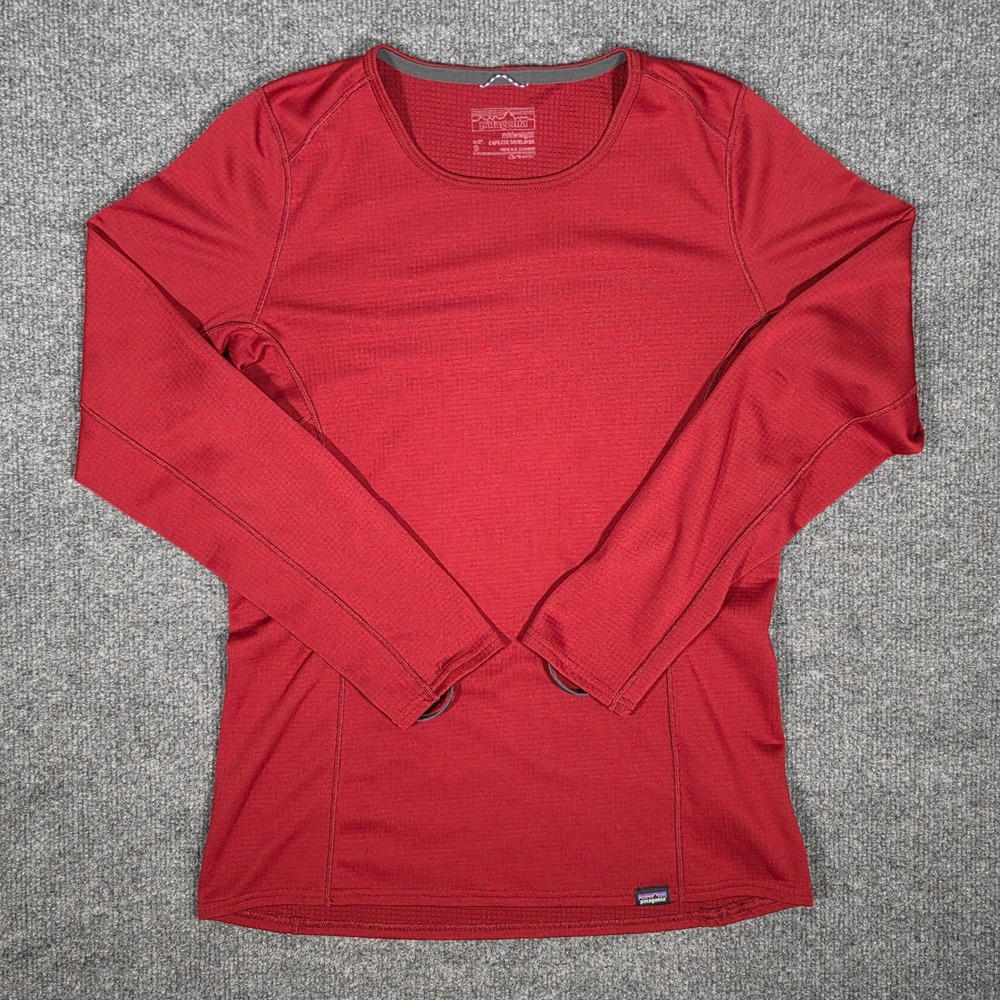 Patagonia Capilene Midweight Baselayer Top Red Polartec Crewneck Womens S
